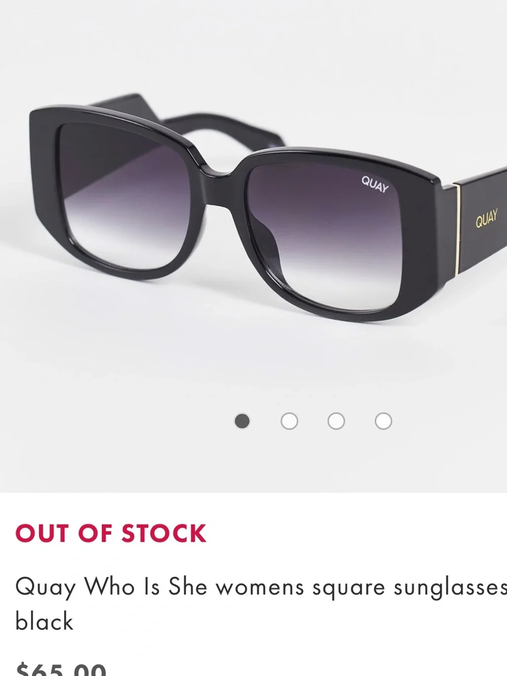 QUAY 🎀💕WHO IS SHE  Oversized Black Gradient Lens Sunglasses 🕶️ 🤍🩷